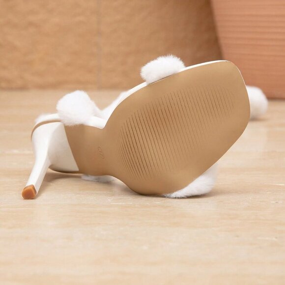 White Women's Sexy High Heel Square Toe Lace-Up Sandals - Picture 7 of 7